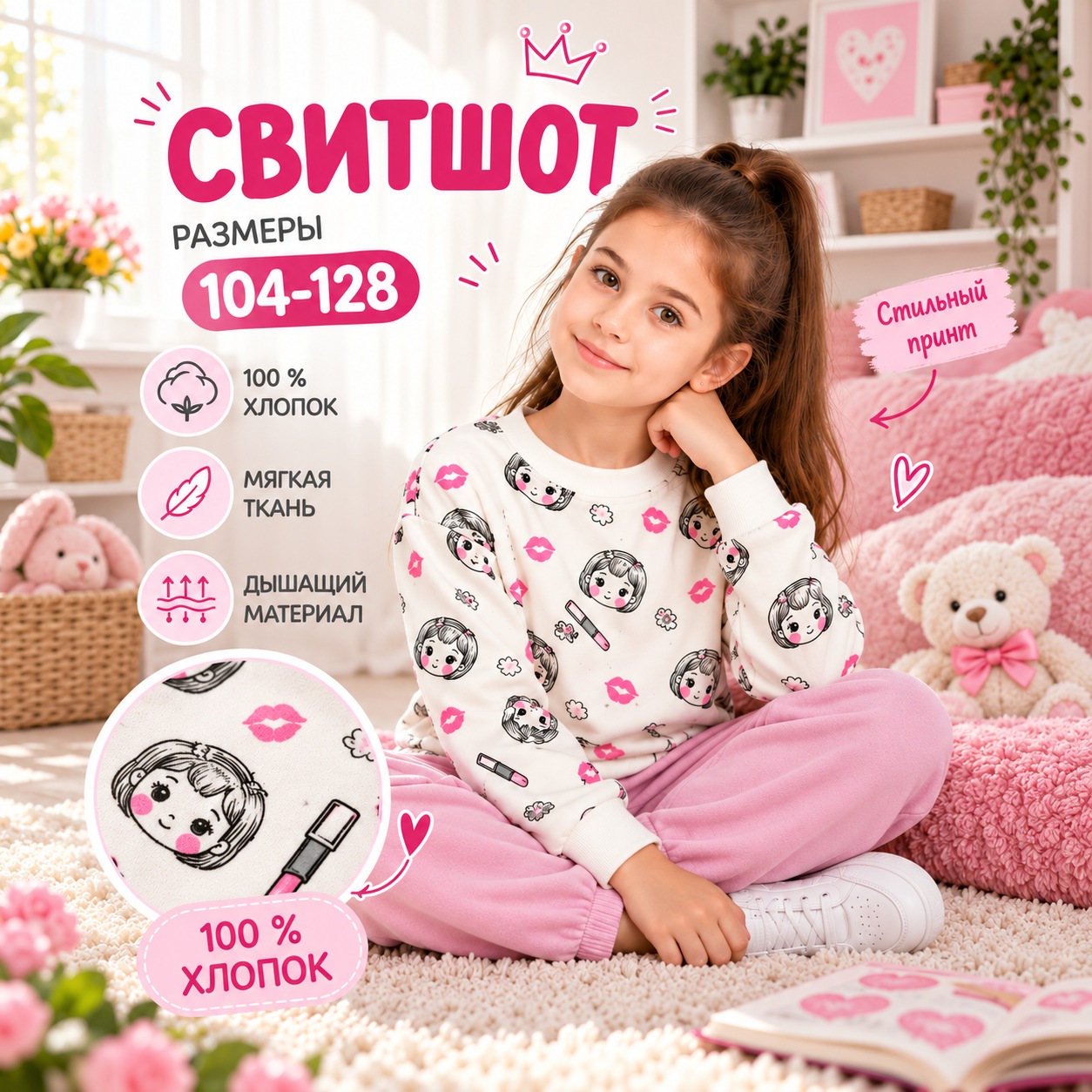 Детский свитшот с ярким принтом - OB Textile